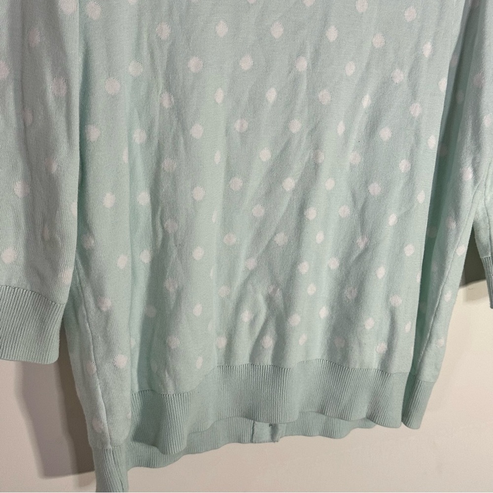 Talbots Woman Mint Green Polka Dot Cardigan – Size X- Winter Sweater Gift Layer - Picture 8 of 10